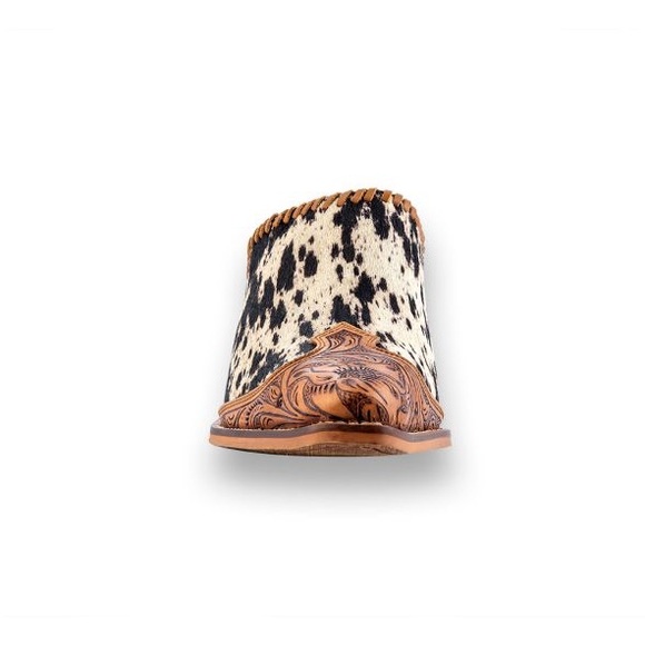 Myra Heely Mules Hair On Hide Tooled Leather NWT New Western - Picture 5 of 8